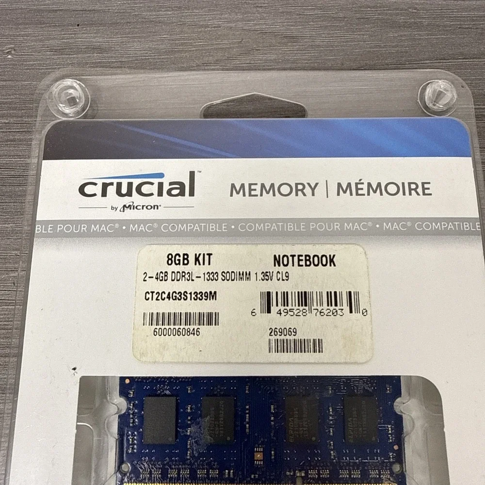 Crucial CT2K4G3S1339M 8GB (4GBx2) PC3-10600 DDR3-1333Mhz SODIMM Laptop Memory